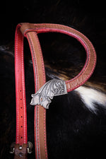 Load image into Gallery viewer, Loop Ear Bridle with Cast Bronze Hardware and Red Accents
