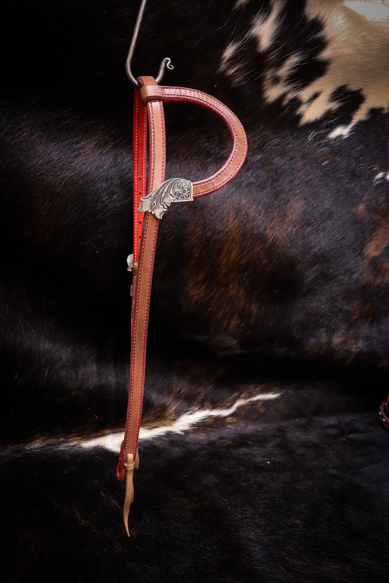 Loop Ear Bridle with Cast Bronze Hardware and Red Accents