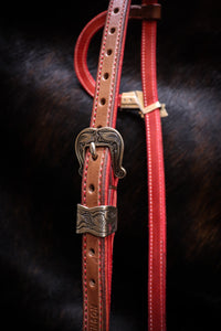 Loop Ear Bridle with Cast Bronze Hardware and Red Accents