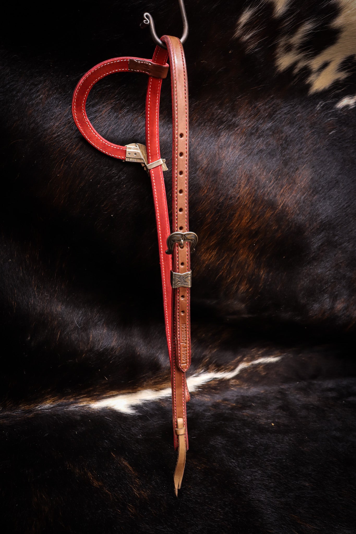 Loop Ear Bridle with Cast Bronze Hardware and Red Accents