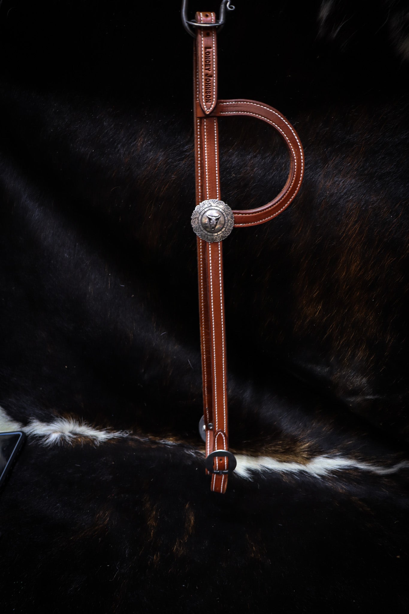 Loop Ear Bridle with Hand Made Silver Concho