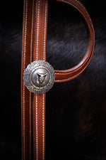 Load image into Gallery viewer, Loop Ear Bridle with Hand Made Silver Concho
