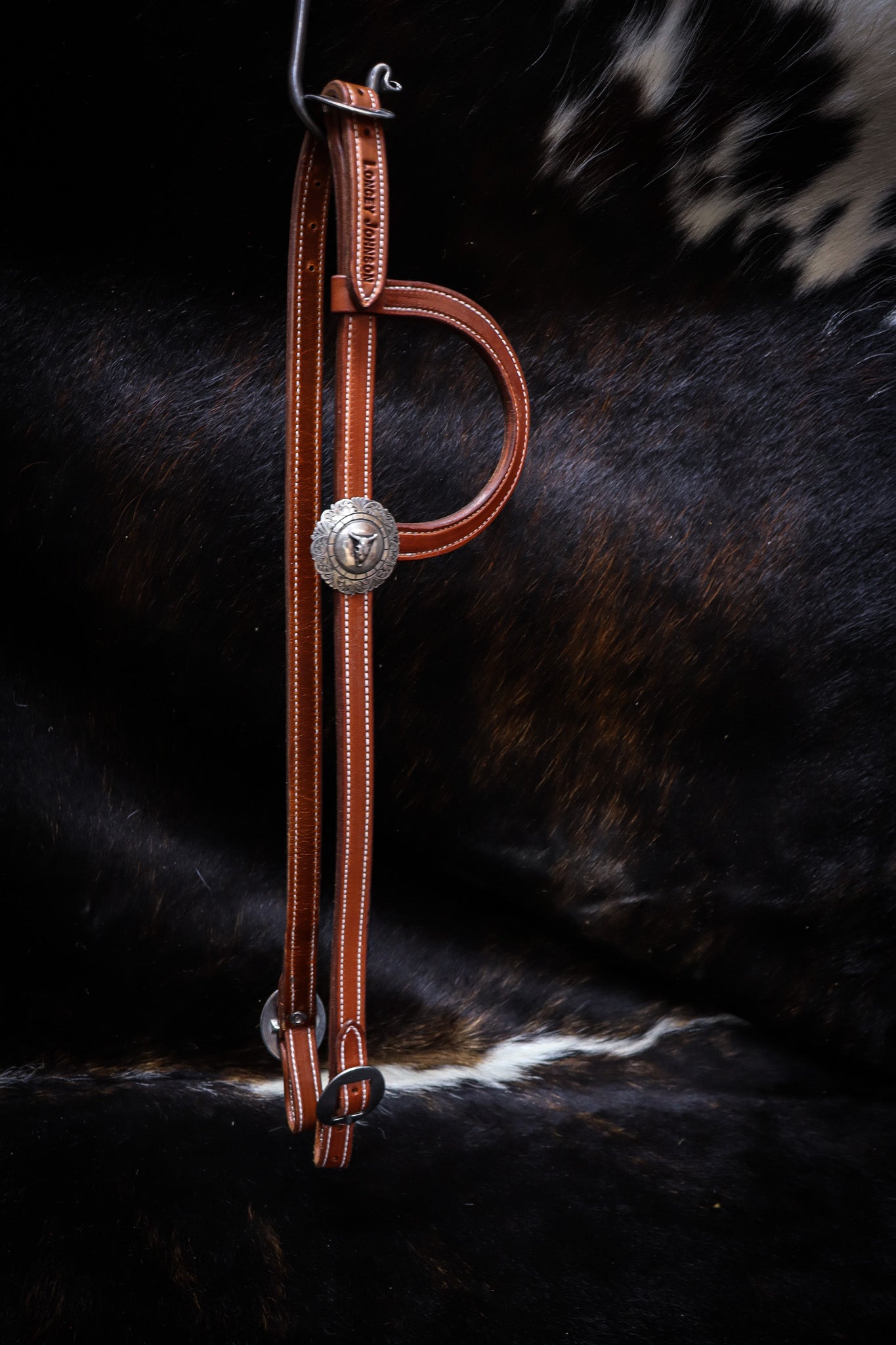 Loop Ear Bridle with Hand Made Silver Concho