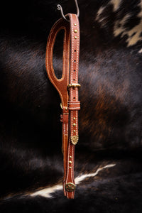 Shaped Ear Bridle with Brass Hardware and Dots