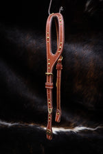 Load image into Gallery viewer, Shaped Ear Bridle with Brass Hardware and Dots
