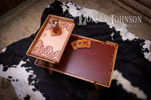 Hand Tooled Leather Lined Coffee Table