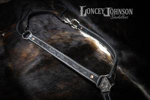 Black Leather Hand Tooled Breast Collar