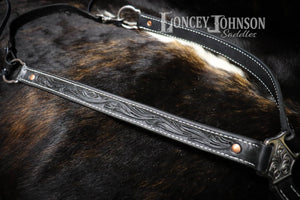 Black Leather Hand Tooled Breast Collar