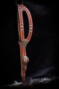 Shaped Ear Bridle with Cast Bronze Hardware and Decorative Dots