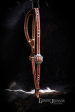 Load image into Gallery viewer, Shaped Ear Bridle with Cast Bronze Hardware and Decorative Dots
