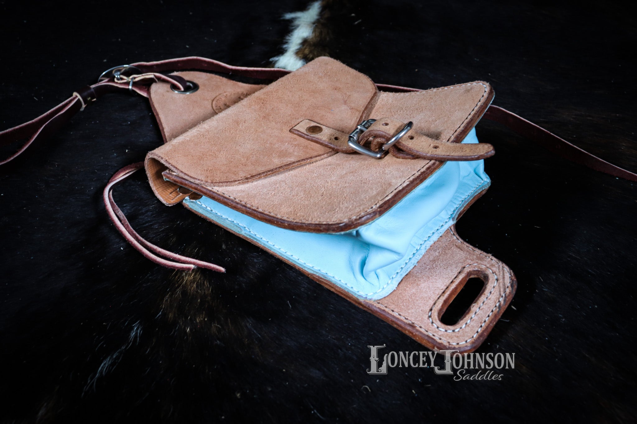 Left Side Doctoring Bag with Baby Blue Gusset